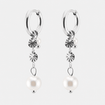 Marielle Pearl Hoops 18K Sølvfarvet - BY CARA