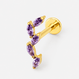 Marquise Cascade Amethyst Labret guldfarvet