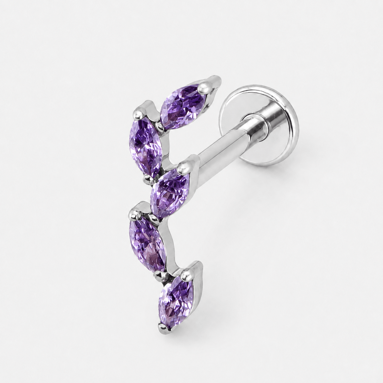 Marquise Cascade Amethyst Labret sølvfarvet - BY CARA