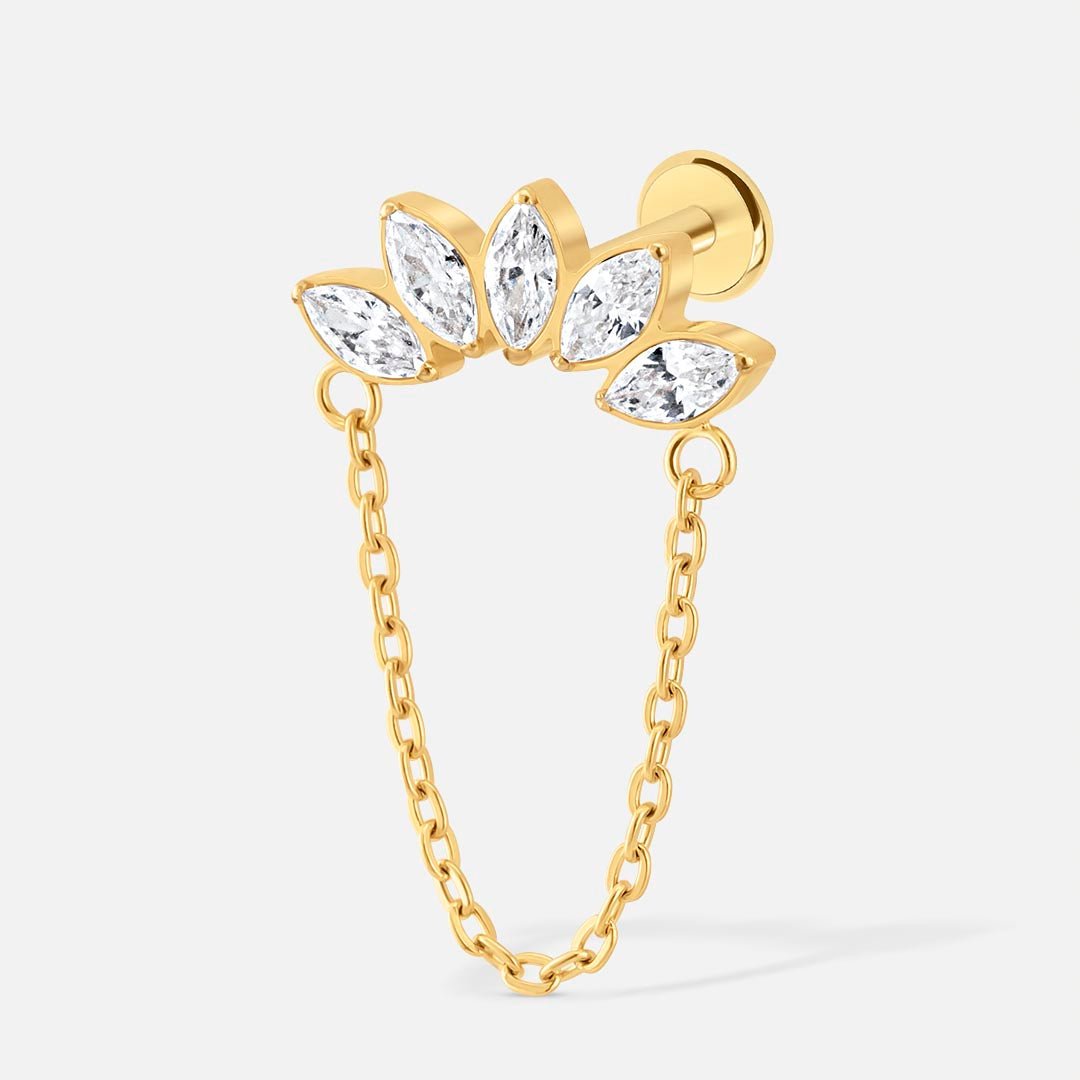 Marquise Chain Labret guldfarvet - BY CARA