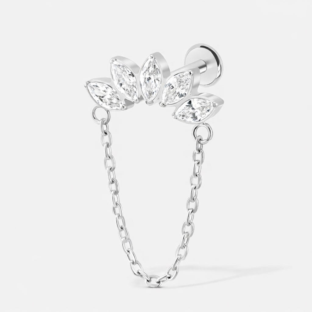 Marquise Chain Labret sølvfarvet - BY CARA