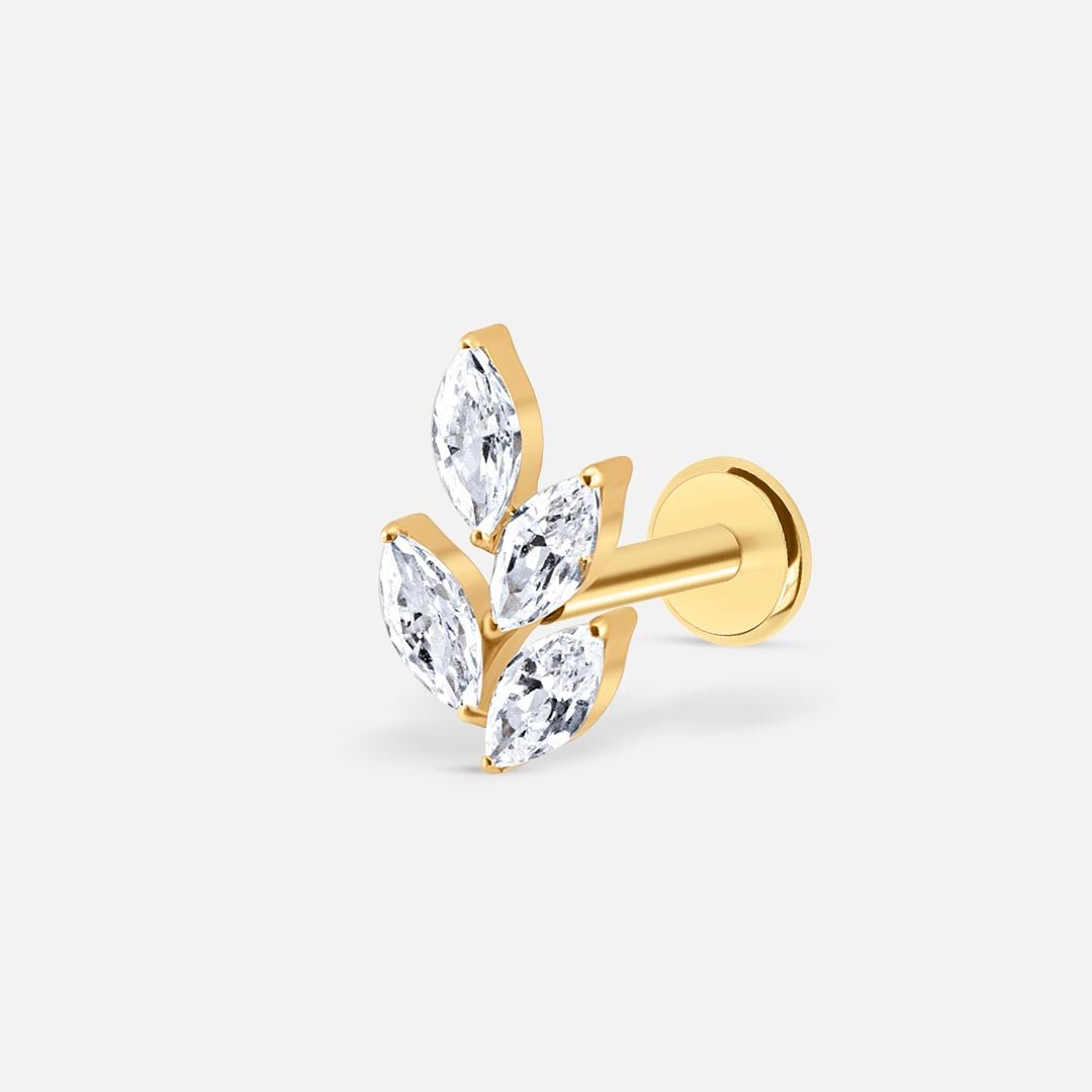 Marquise Leaf Labret guldfarvet - BY CARA