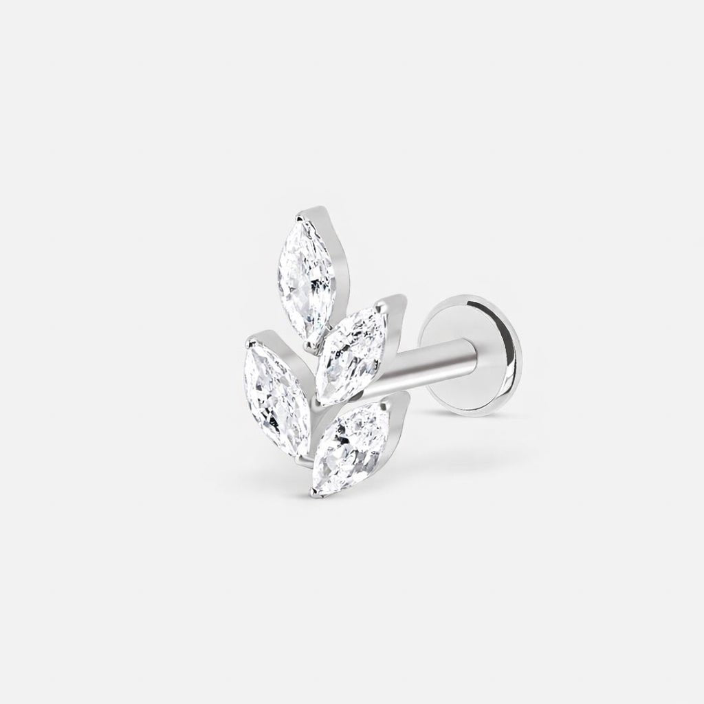 Marquise Leaf Labret sølvfarvet - BY CARA