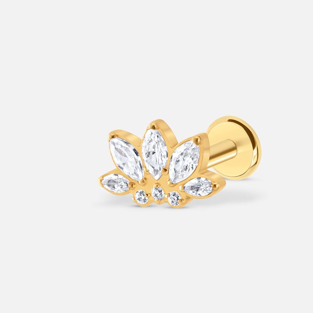 Marquise Petite Crown Labret guldfarvet - BY CARA