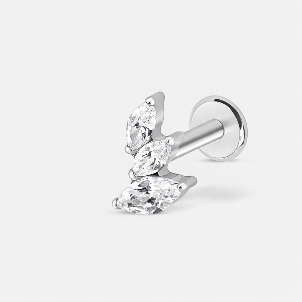 Marquise Trio Labret sølvfarvet - BY CARA