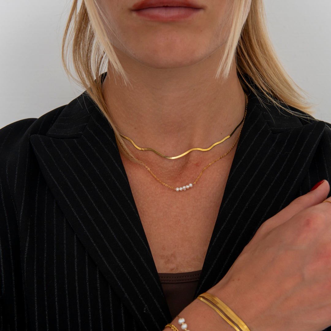 Noelle Pearl Halskæde 18K Guldbelagt - BY CARA