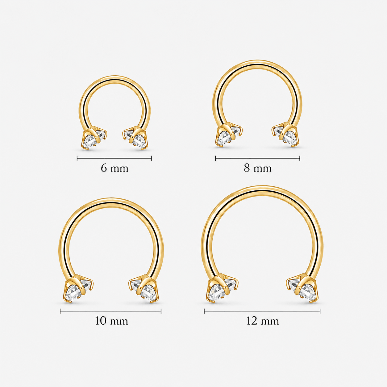 Nova Horseshoe guldfarvet 10 mm - BY CARA