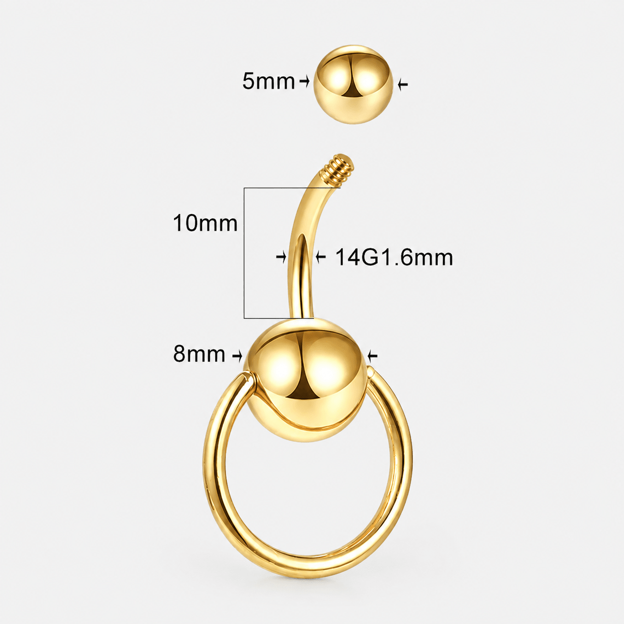 Novara Orbit 5/8 mm Navlepiercing guldfarvet - BY CARA