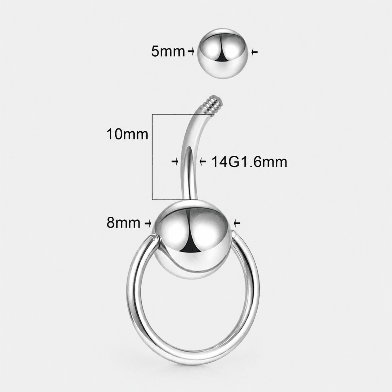 Novara Orbit 5/8 mm Navlepiercing sølvfarvet - BY CARA