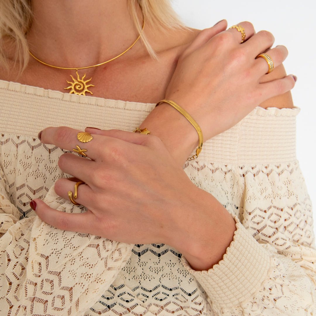 Ocean justerbar Ring 18K Guldbelagt - BY CARA