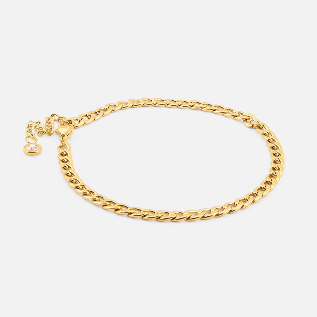 Panser Facet Ankelkæde 18K Guldbelagt 4 mm - BY CARA