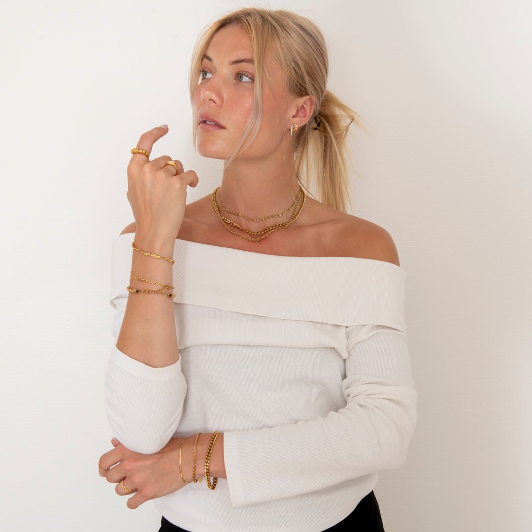 Panser Facet Halskæde 18K Guldbelagt 6 mm - BY CARA
