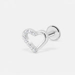 Pavé Heart Labret sølvfarvet - BY CARA