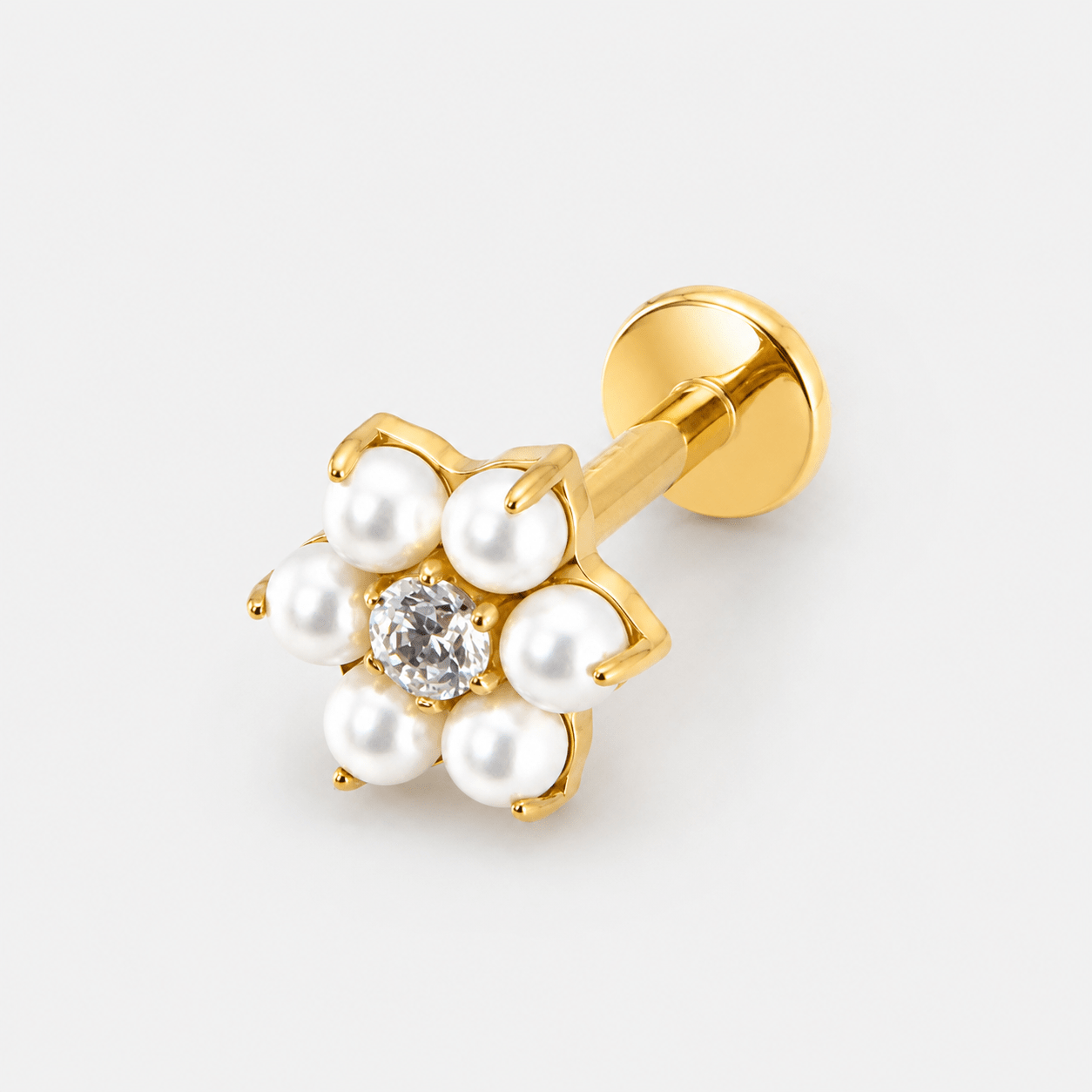 Pearl Blossom Labret guldfarvet - BY CARA