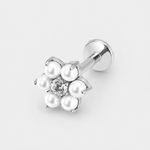 Pearl Blossom Labret zilverkleurig