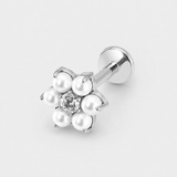 Pearl Blossom Labret zilverkleurig