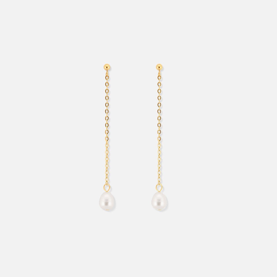Pearl Chain Studs 18K Guldbelagt - BY CARA