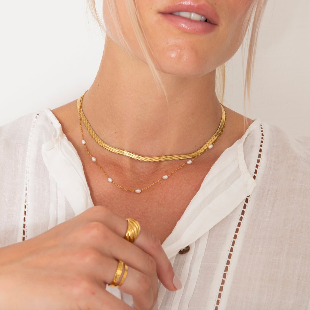 Pearl Dots Halskæde 18K Guldbelagt - BY CARA