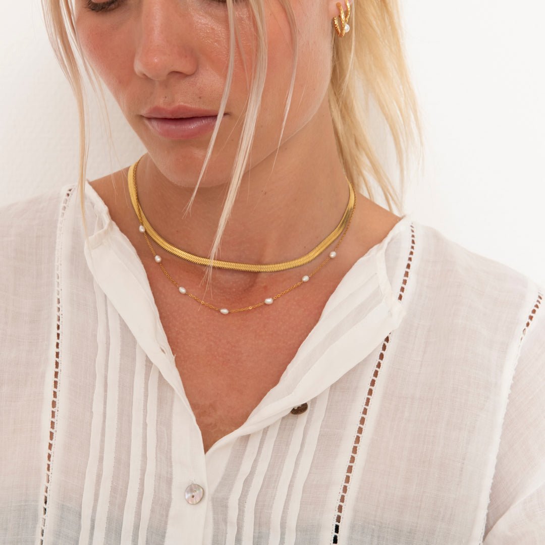 Pearl Dots Halskæde 18K Guldbelagt - BY CARA