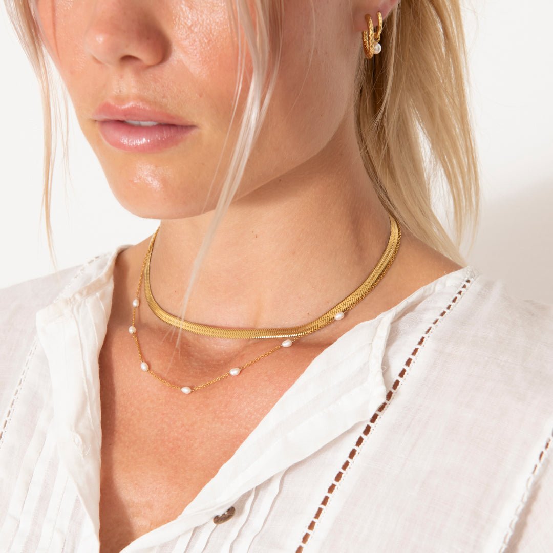 Pearl Drop Hoops 18K Guldbelagt 10 mm - BY CARA