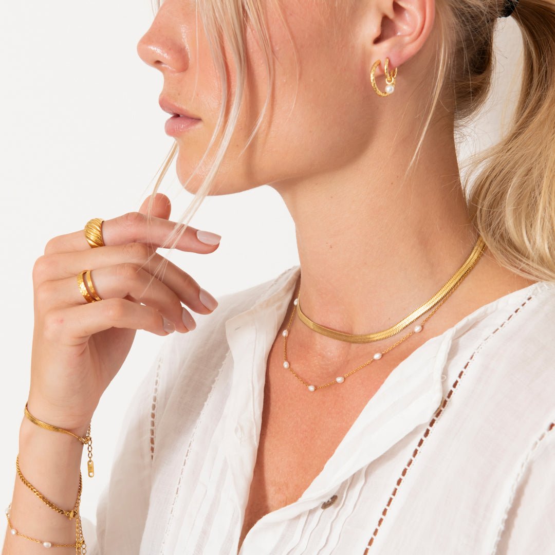 Pearl Drop Hoops 18K Guldbelagt 10 mm - BY CARA
