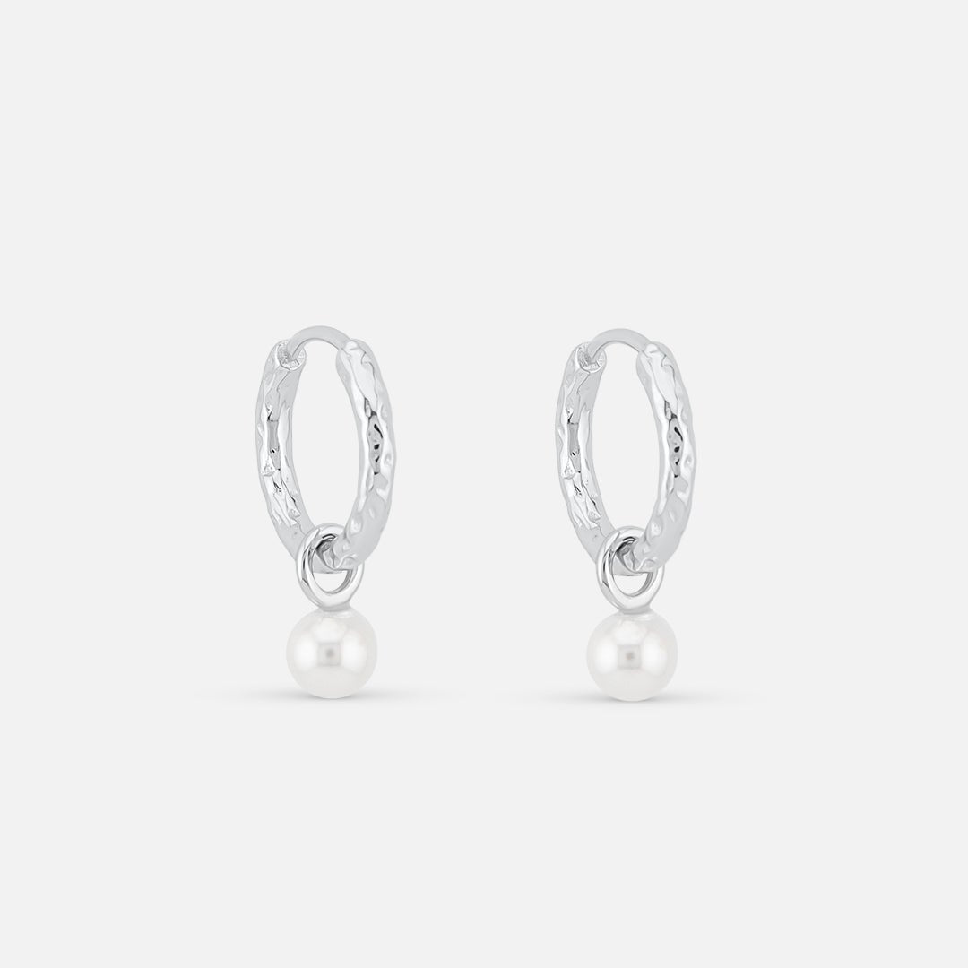 Pearl Drop Hoops 925 Sølv 10 mm - BY CARA