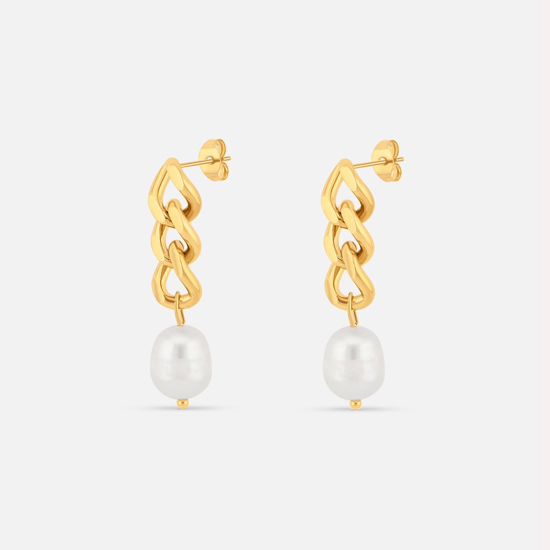 Pearl Link ørestick 18K Guldbelagt - BY CARA