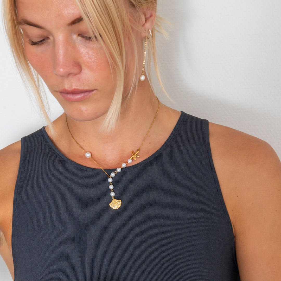 Pearl Shore Halskæde 18K Guldbelagt - BY CARA