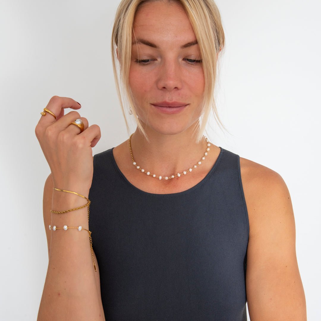 Pearl Tide Halskæde 18K Guldbelagt - BY CARA