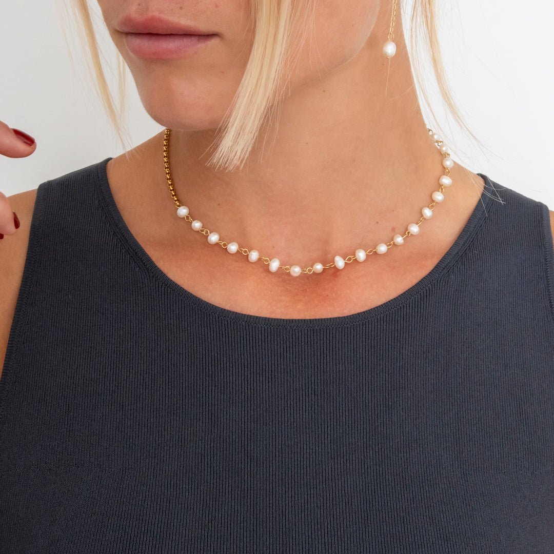 Pearl Tide Halskæde 18K Guldbelagt - BY CARA