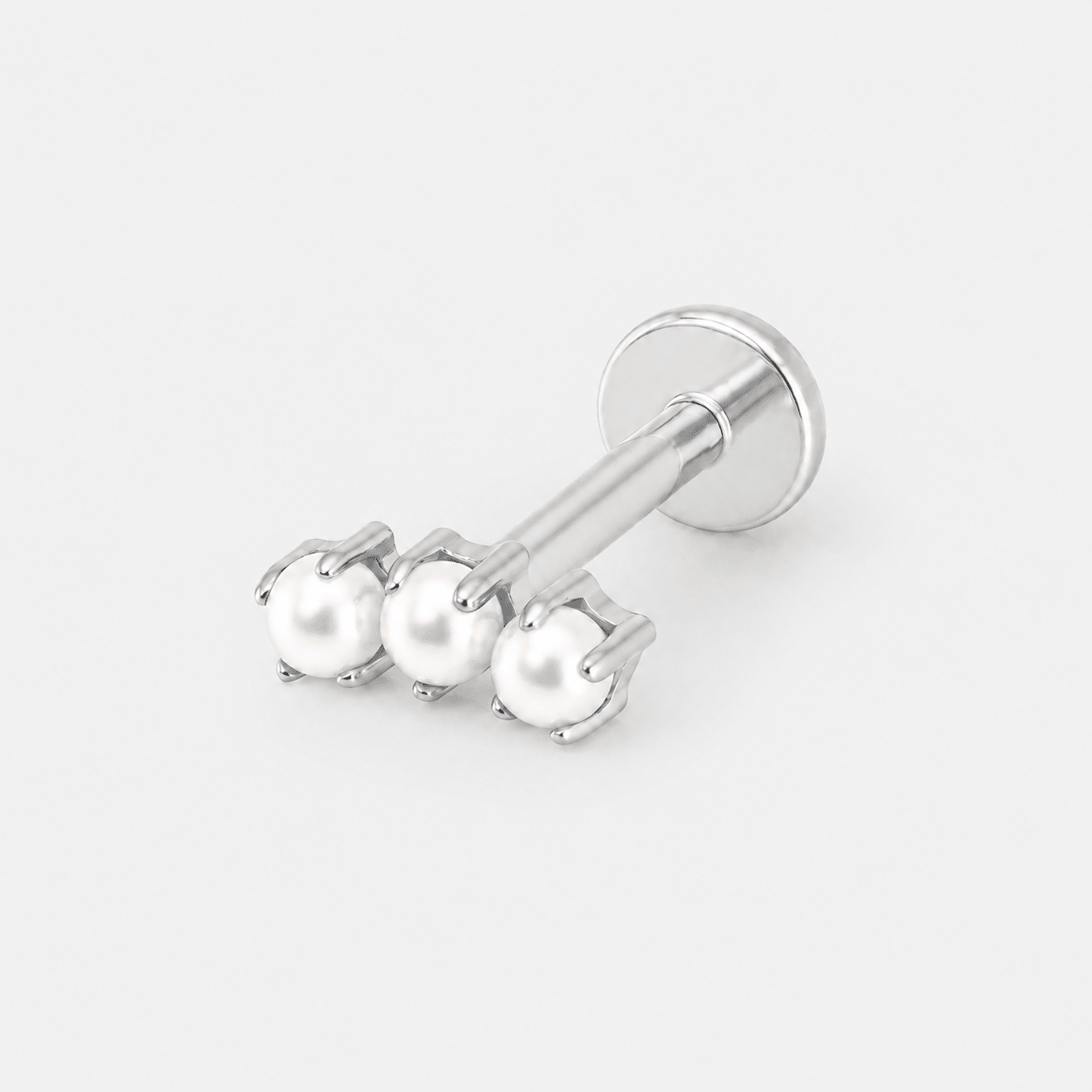 Pearl Trio Labret sølvfarvet - BY CARA