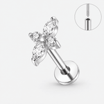 Petal Push-in Labret silver-coloured - BY CARA