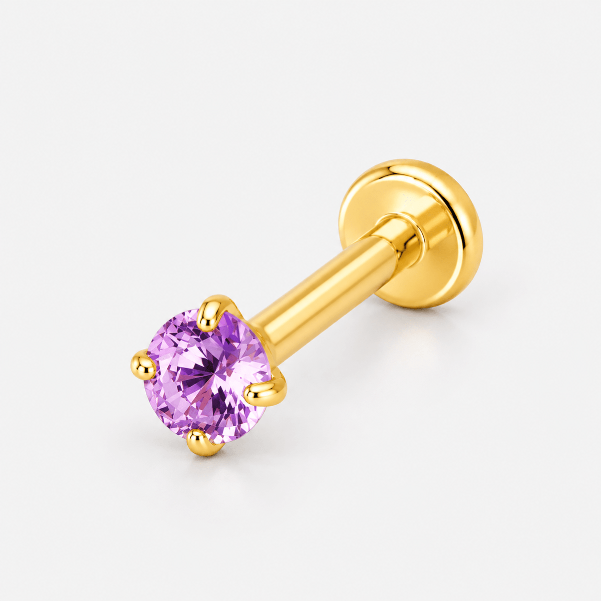 Radiant Halo Amethyst Labret 3 mm gold-coloured - BY CARA
