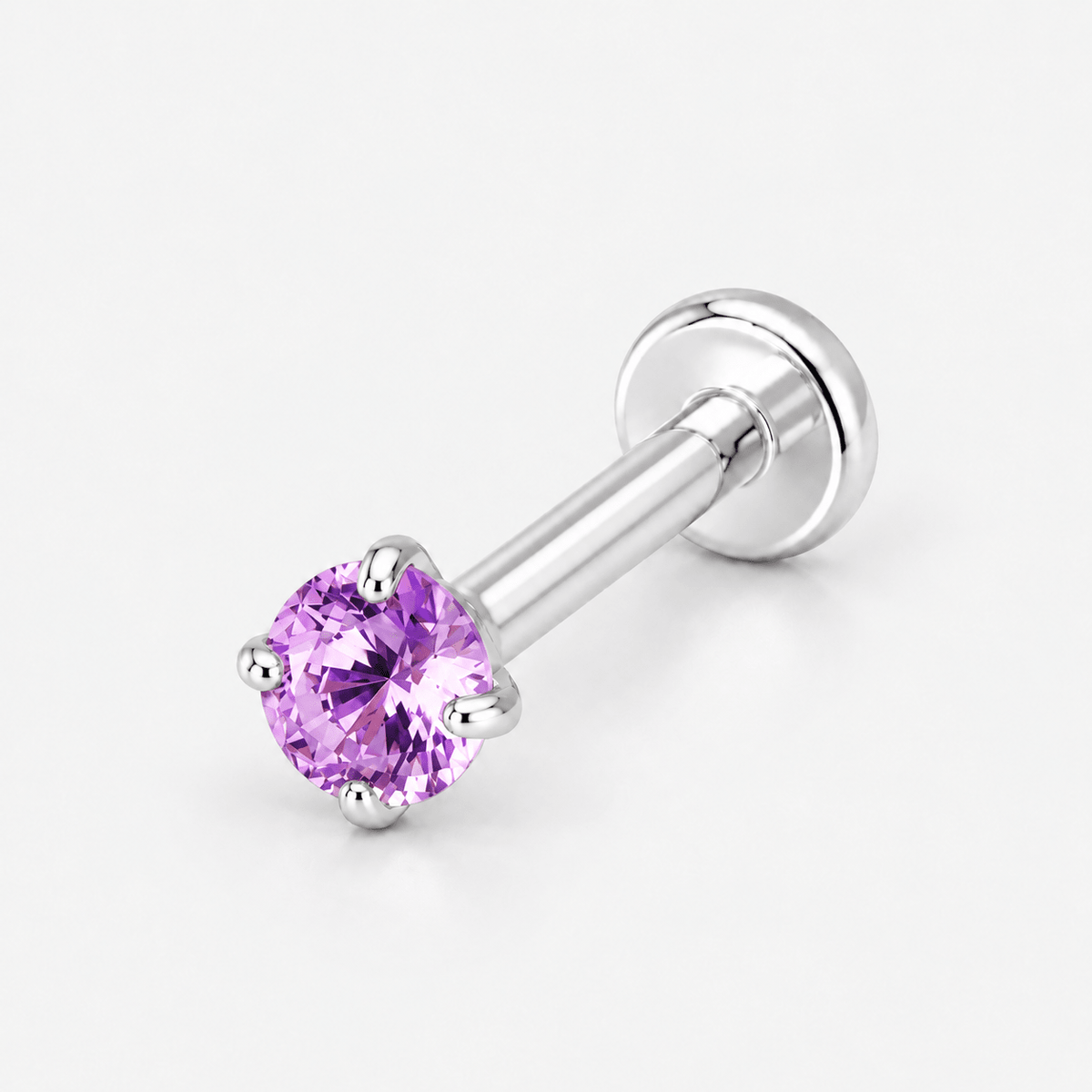 Radiant Halo Amethyst Labret 3 mm silver-coloured - BY CARA