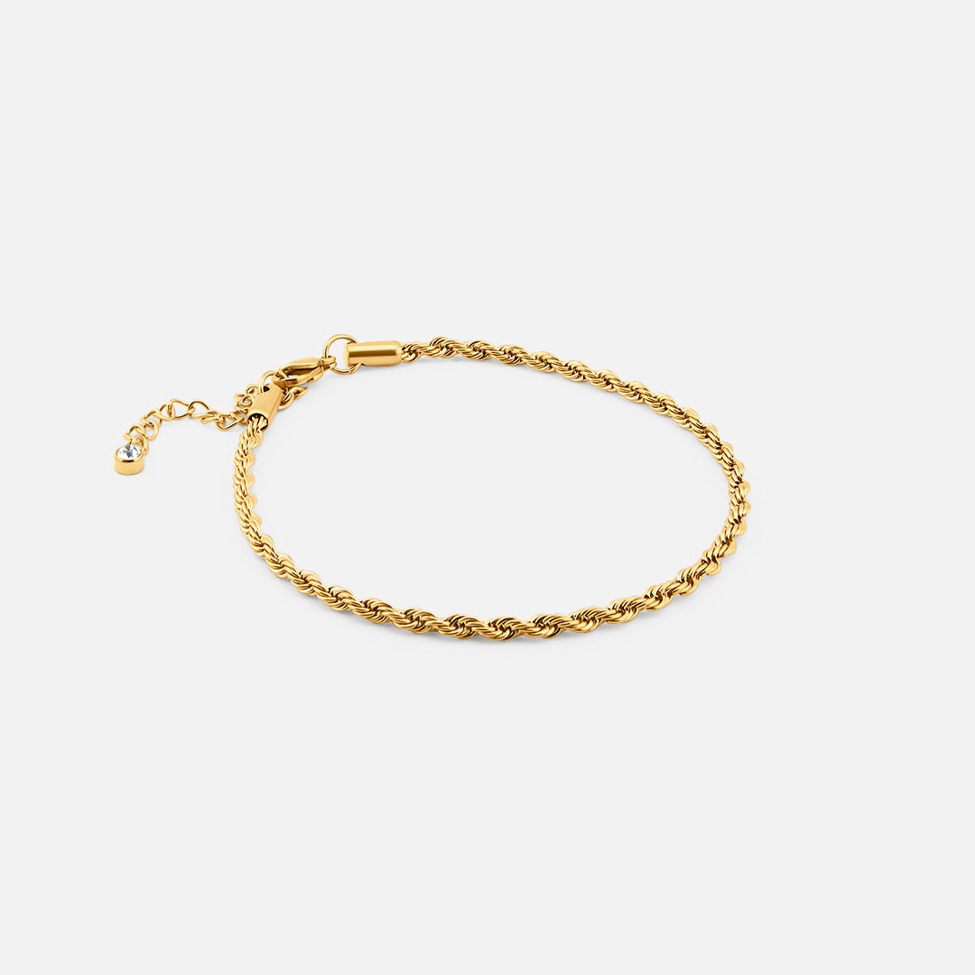 Rope Ankelkæde 18K Guldbelagt 3 mm - BY CARA