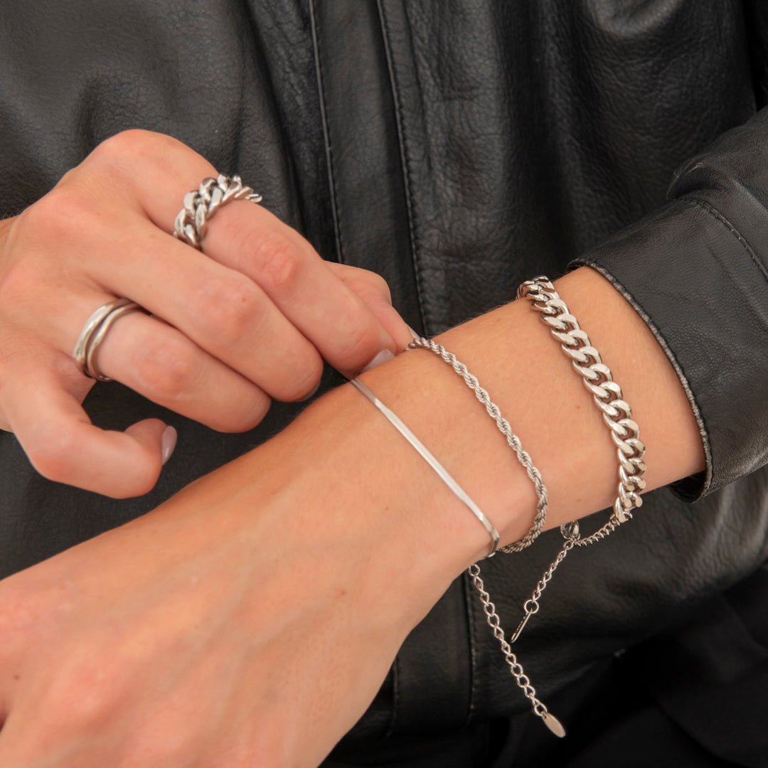 Rope Armbånd Sølvfarvet 3 mm - BY CARA