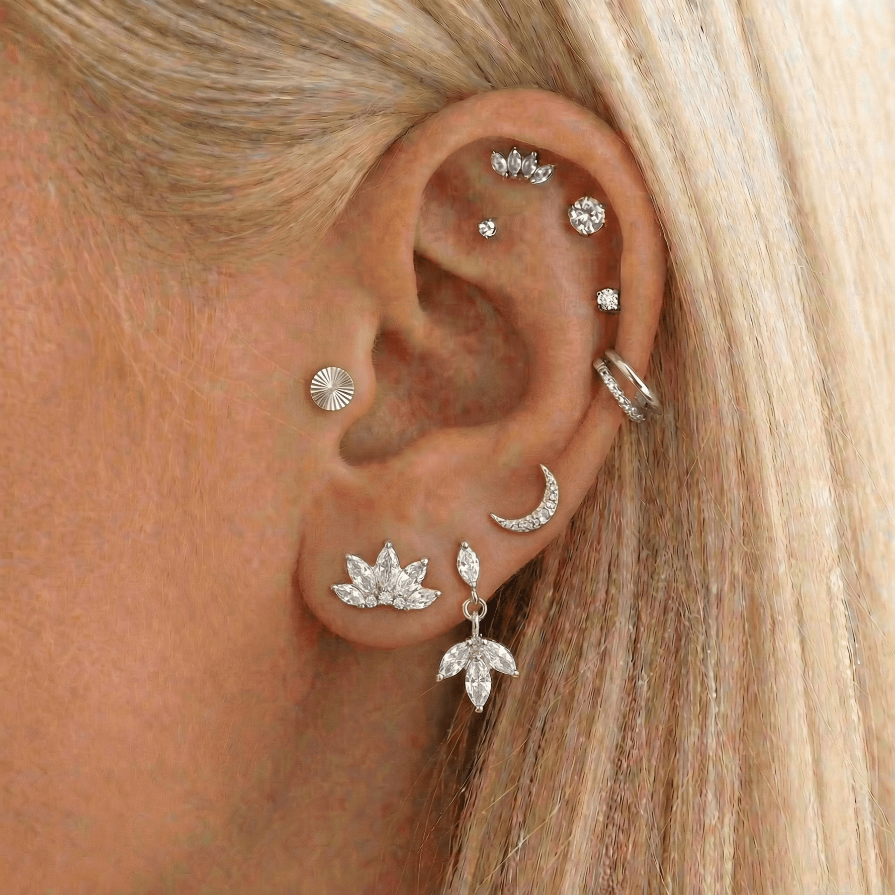 Royal Marquise Crown Labret sølvfarvet - BY CARA