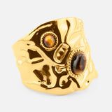 Serena Brown Stone Justerbar Ring 18K Guldbelagt