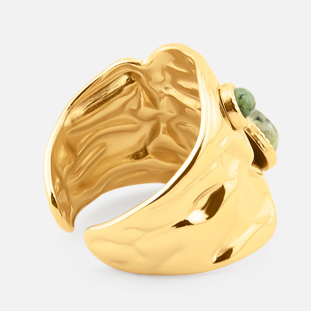 Serena Green Stone Justerbar Ring 18K Guldbelagt - BY CARA
