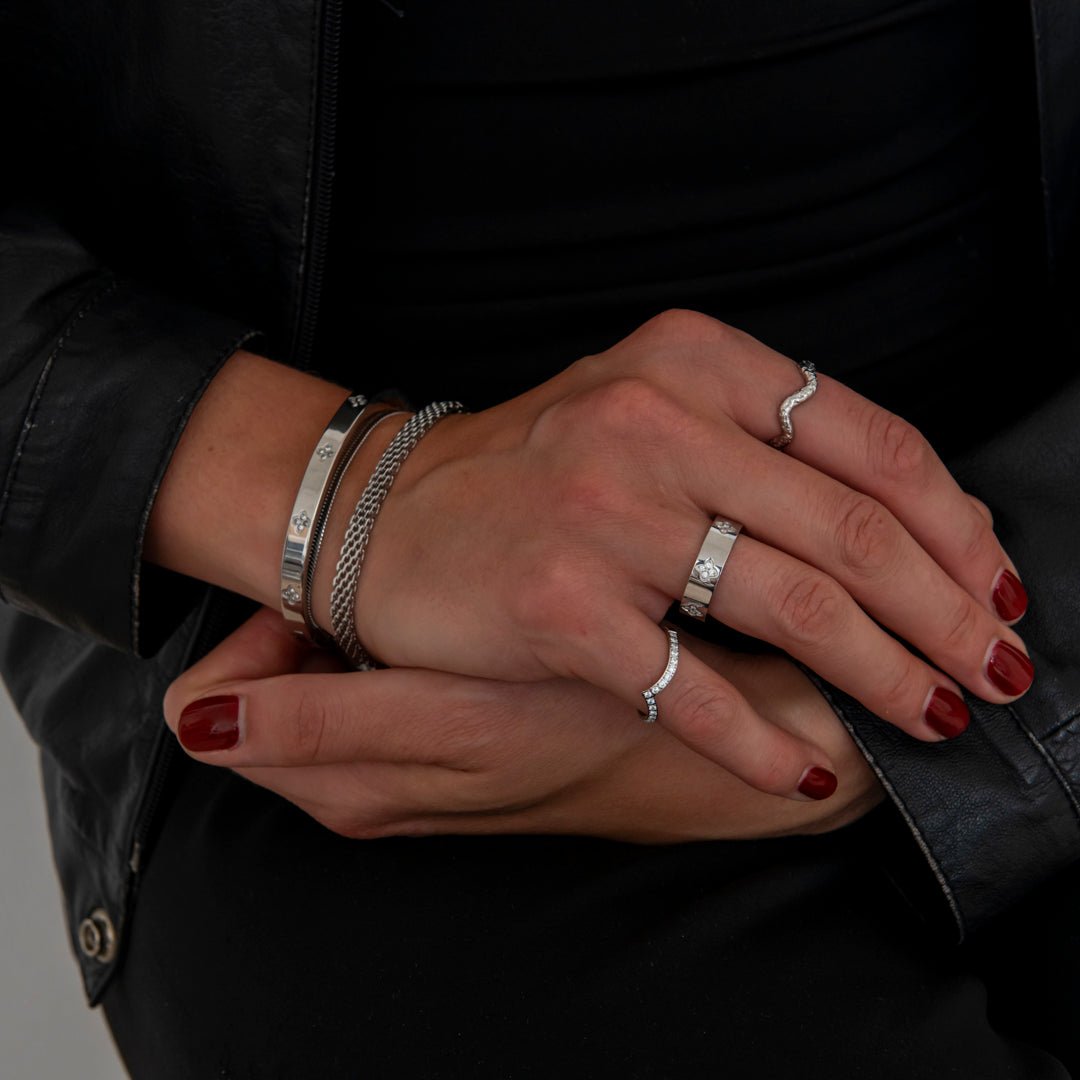 Serene Sparkle Ring Sølvfarvet - BY CARA