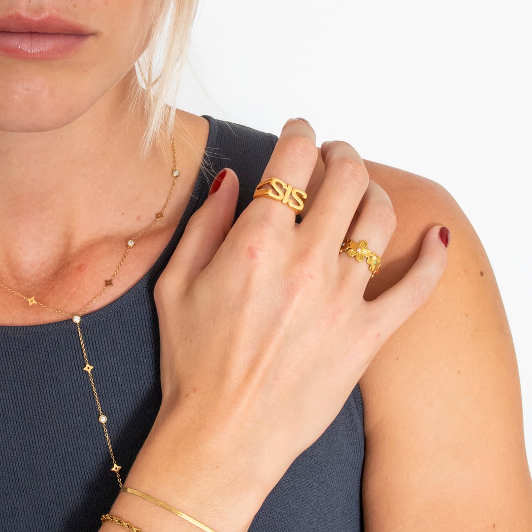 SIS justerbar Ring 18K Guldbelagt - BY CARA