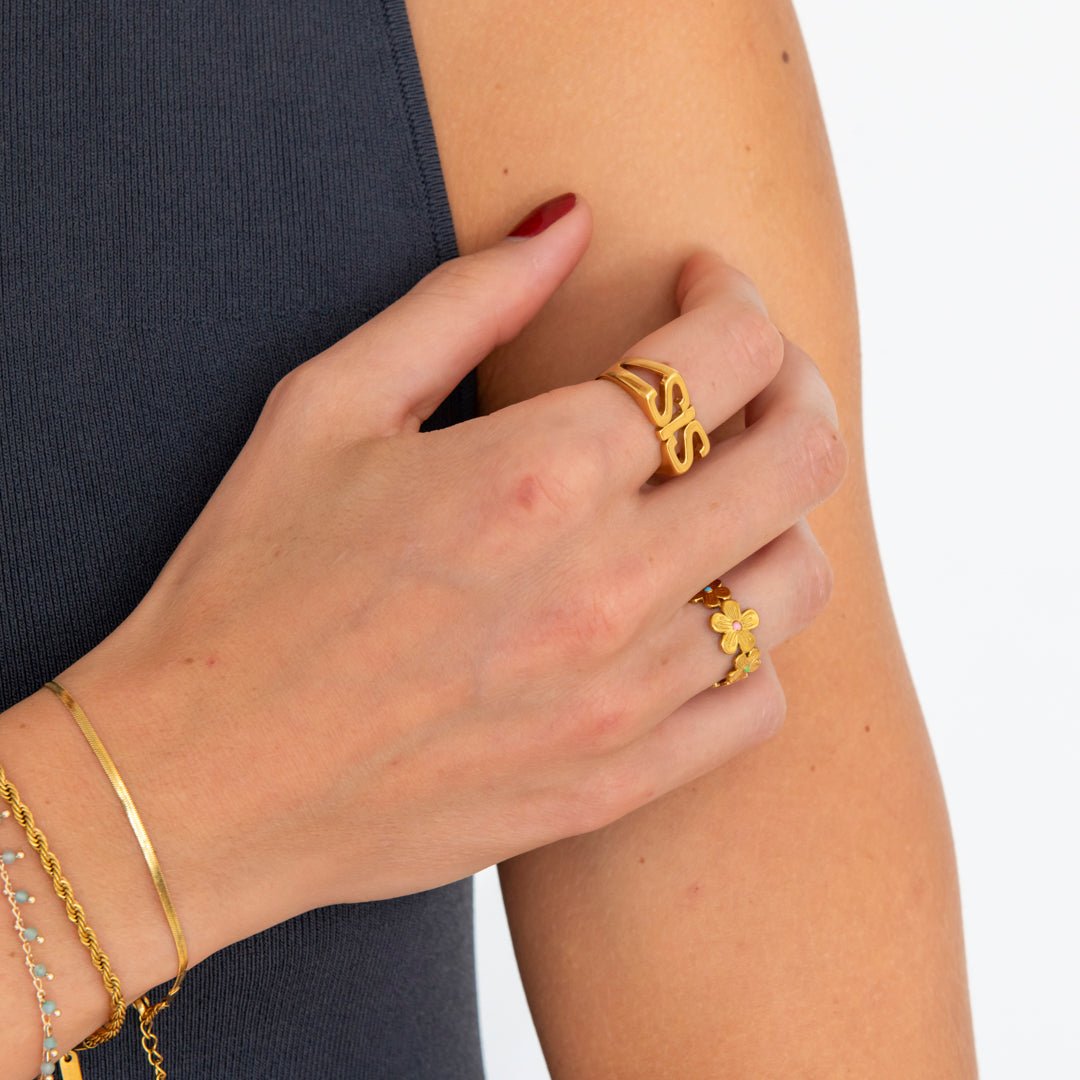 SIS justerbar Ring 18K Guldbelagt - BY CARA