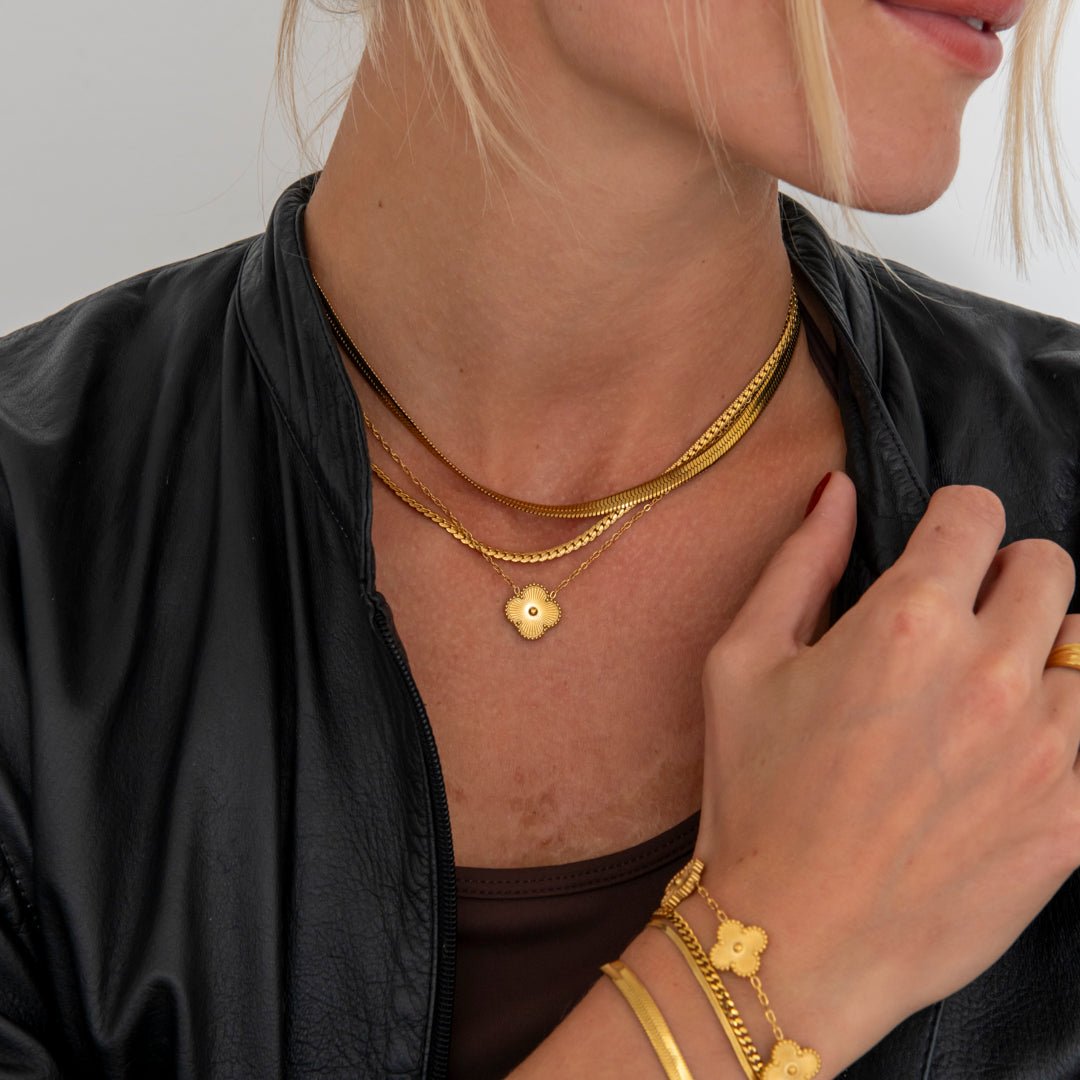 Soleil Clover Halskæde 18K Guldbelagt - BY CARA