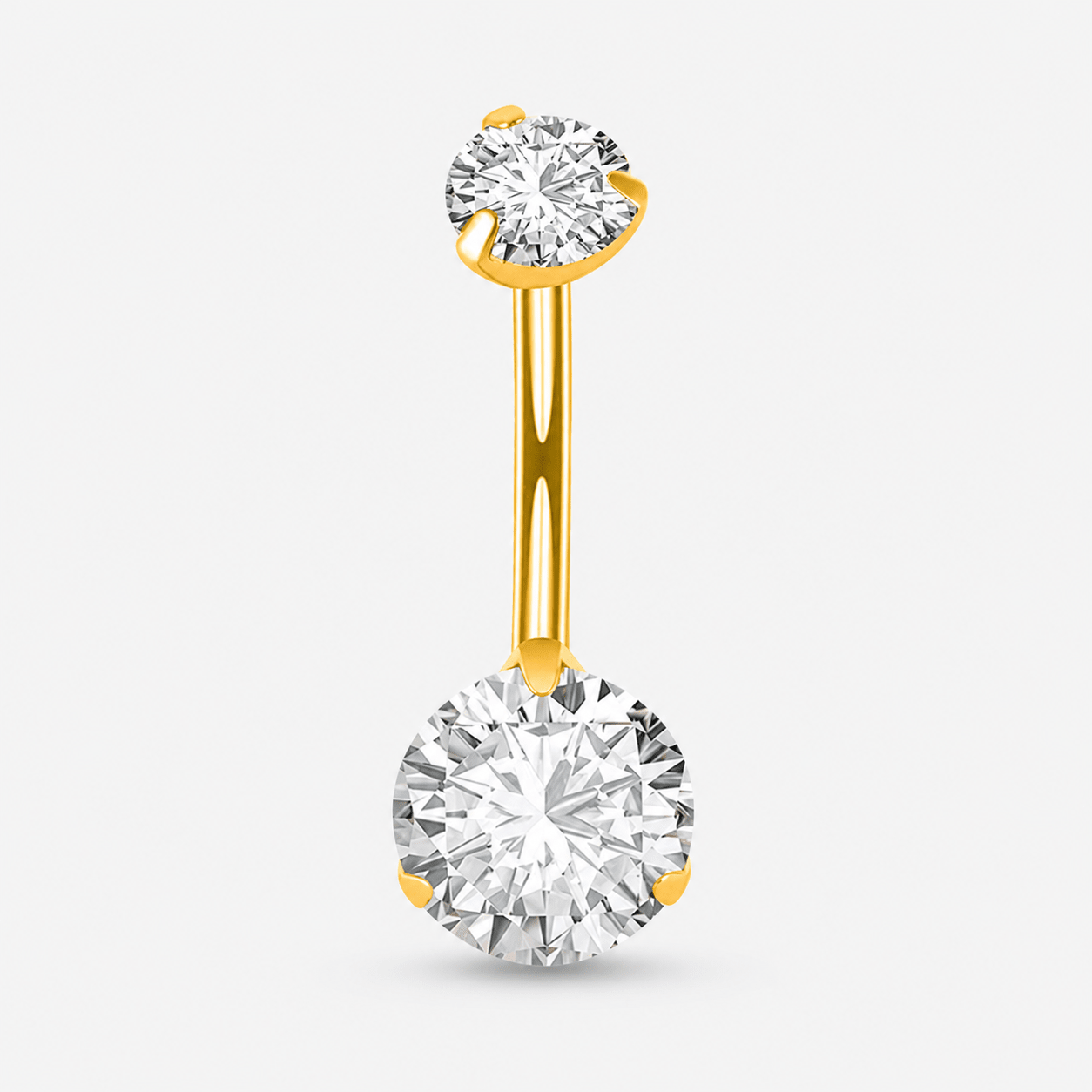 Solenne Duo CZ 5/8 mm Navlepiercing guldfarvet - BY CARA