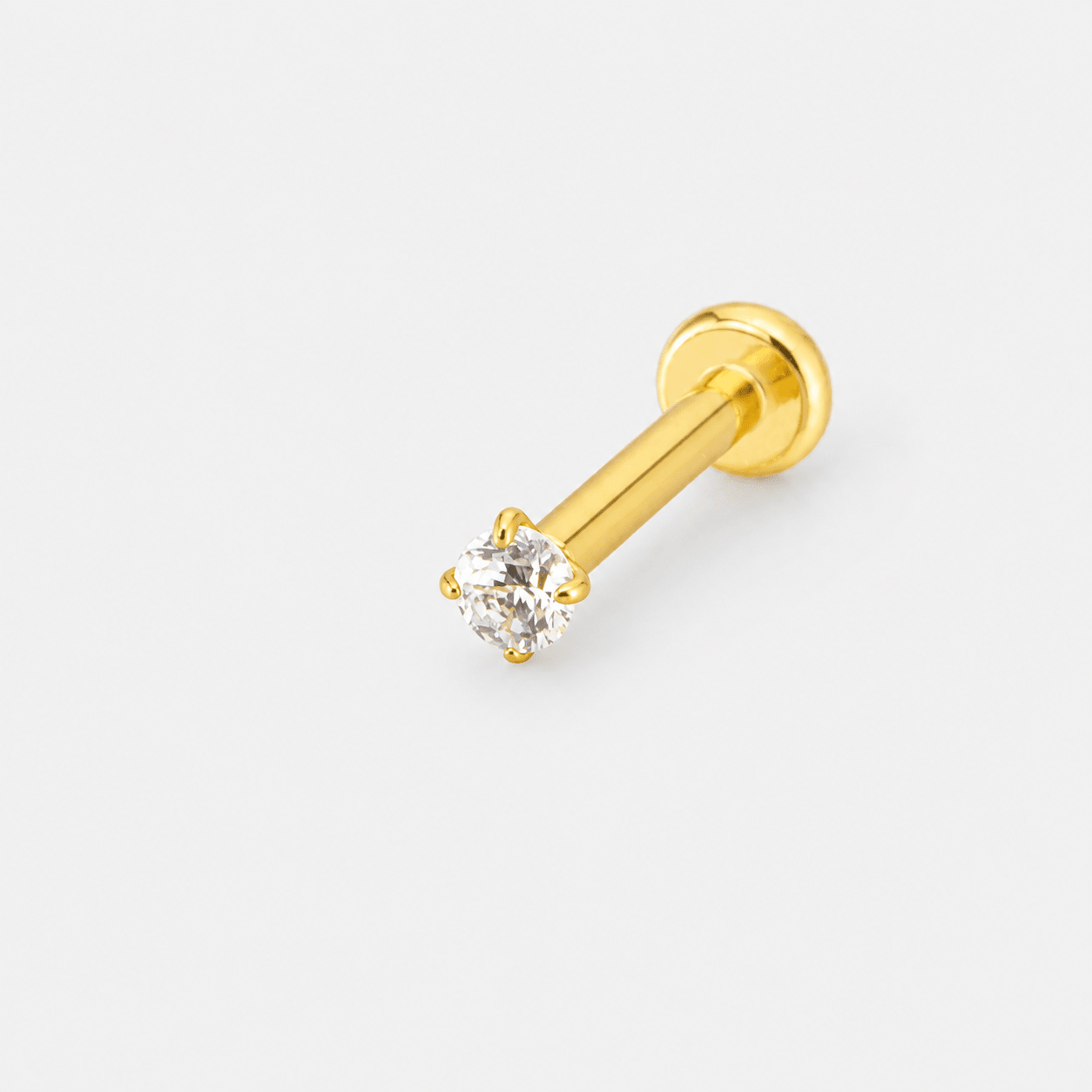 Solitaire Push-in 2 mm Labret guldfarvet - BY CARA