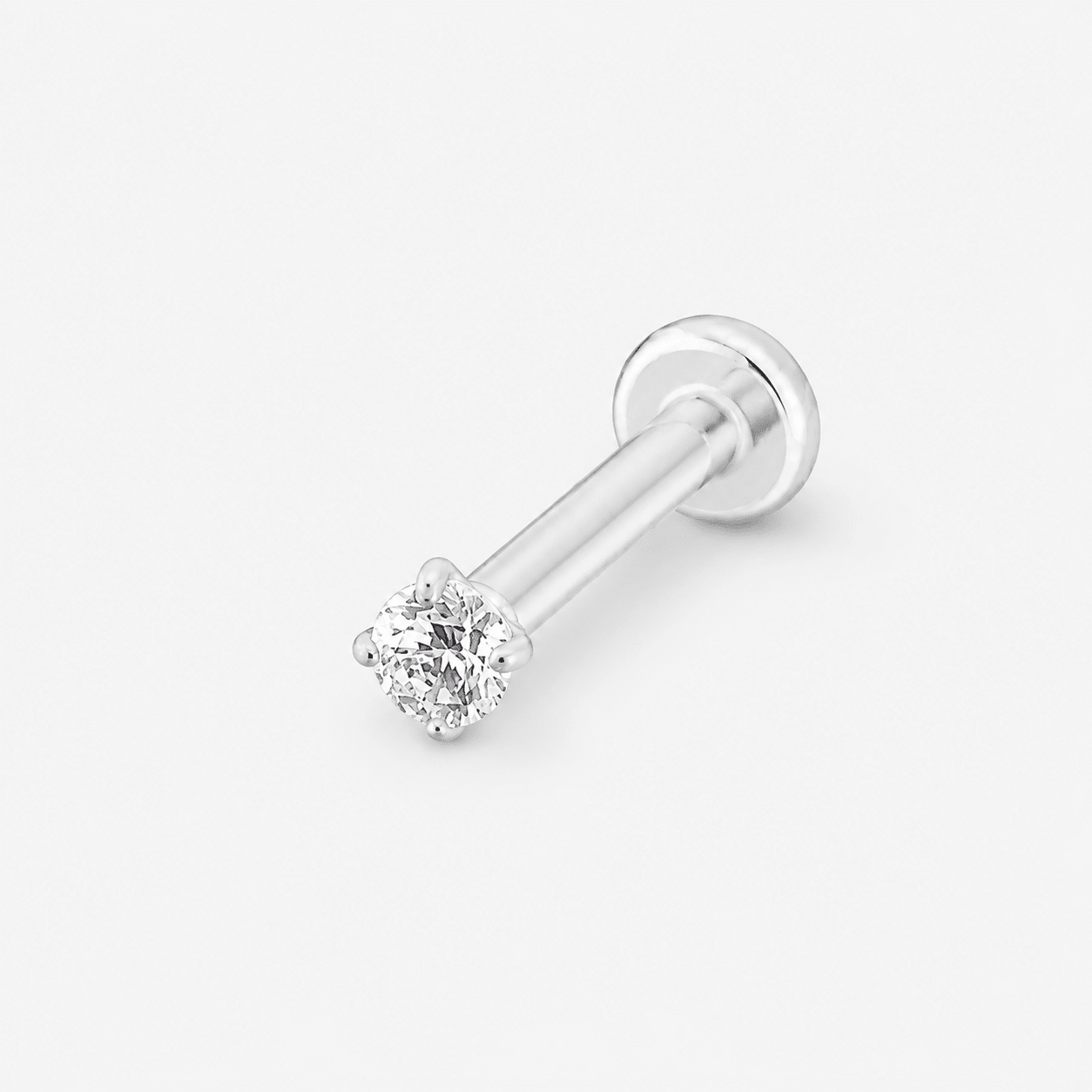 Solitaire Push-in 2 mm Labret sølvfarvet - BY CARA