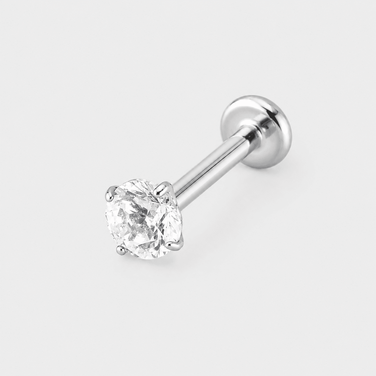 Solitaire Push-in 3 mm Labret sølvfarvet - BY CARA