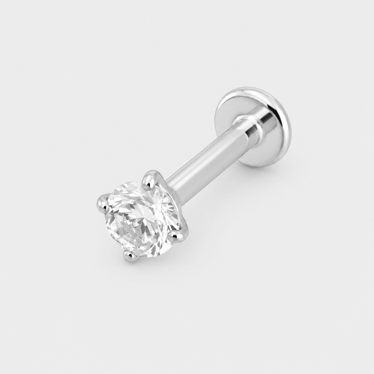 Solitaire Push-in 4 mm Labret sølvfarvet - BY CARA
