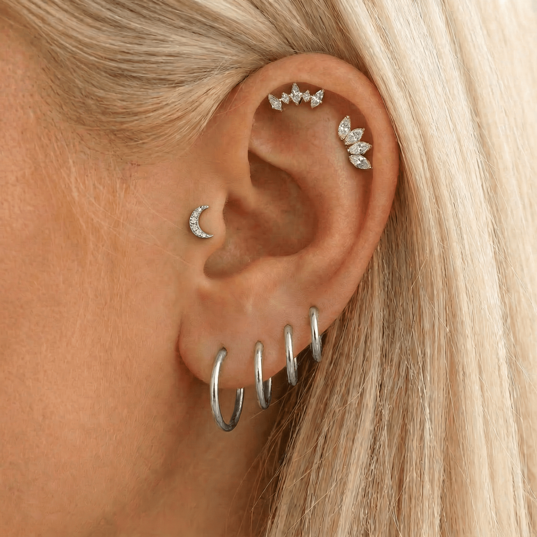 Spike Crown Labret sølvfarvet - BY CARA