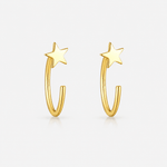 Star halve oorringen verguld 925 zilver 8,5 mm